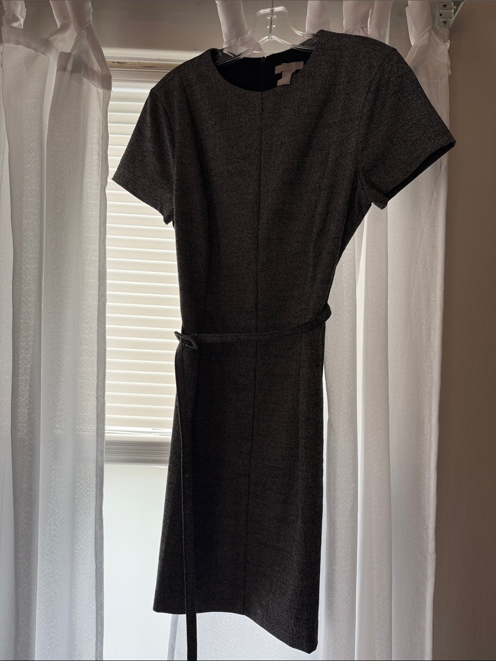 H&M Charcoal Short-Sleeve Midi Sheath Dress